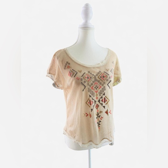 Miss Me Sheer Embroidered Boho Mesh Blouse – XS - Picture 2 of 7